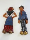Set A Two 1960s Man And Woman From Spain Terra-cotta Wall Hangings 
