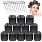 24 Pcs Jumbo Hair Rollers Self Grip Hair Curlers Long Hair Large Hair Roll Black