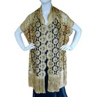 Vintage Chantilly Lace Shawl W fringe Oblong 79 x20  Golden Yellow