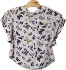 Chico   s Butterfly Rayon Blouse Flutter Sleeve Size M  chico s 1  Multicolored