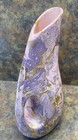 Vtg Mcm Asymmetrical Vase Pitcher Usa Pink Purple Gold Swirl Moonlight Luster
