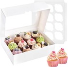12 Count Cupcake Boxes  2 Pack White Cupcake Containers With Windows And Inse   