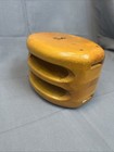 Vintage Nautical Wooden Double Pulley Block Unique Curve Maritime Decor 7 5 x 5 