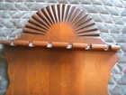Vintage Sunburst Wooden Spoon Display Rack With Copper Tray