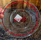 Coca-cola Clear Glass Dish   Plate Set With Red Trim Soda Theme