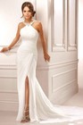 Sexy Mermaid Wedding Dresses Halter Sleeveless Satin Crystal Beaded Bridal Gowns