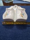 Antique Porcelain Dual Compartment Floral Wall Hanging Match Striker 