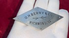 Richmond Virginia O  H  Berry   Company Metal Store Tag Plate Early 1900s 3 1 4 