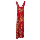 Free People Aloha One Piece Jumpsuit In Red Size Small Floral Wide Leg Gauze