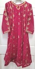 3pc Embroidered Sequin Cotton Chiffon Salwar Kameez   Dupatta - Berry Red - M