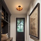 Modern Vintage Semi Flush Mount Ceiling Light Fixture  Amber Glass 3-light