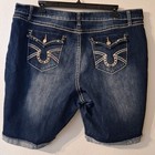Cato Woman Stretch Denim Bermuda Shorts Size 26w Rhinestone Bling Pockets