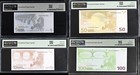 Euro Set 4  5 10 50 100 Euro 2002 P 1 P 2 P 11 P 12 Superb Gem Unc Pmg 66 67 Epq