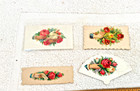 4 Victorian Embossed Die Cut Scalloped Calling Cards Fan Hands Doves Names
