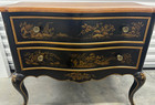 1980s Drexel Bombe Chest French Asian Chinoiserie Black Lacquer