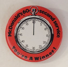 Vintage Mcdonalds 60 Second Service  You re A Winner  Employee Pinback Button