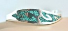 Vintage Turquoise Inlay Mcm Sterling Silver Cuff Bracelet Signed Taxco Mexico