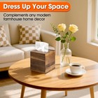 2 Pack Wooden Tissue Box Cover Square - Acacia Wood Tissue Box Holder For