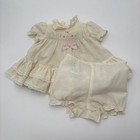 Polly Flinders Vintage Smocked Swiss Dot Dress And Bloomers Set Cream 0-3 Months