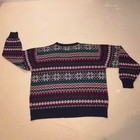 Steep Slopes Fair Isle Sweater Men Large Vintage 80s Ski Knit Navy Multi