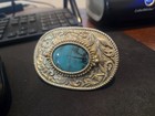 Vintage Country Western Style Belt Buckle With Stone 3 5  Silver Color