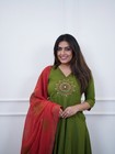 Women   s Anarkali Kurta Pant Dupatta Set Indian Ethnic Embroidered Dress