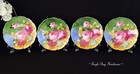 Set 4 antique Artist-signed French Cabinet Plates  Tea Roses-leona  Limoges Fr