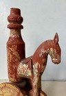 Vintage Old Wood Carved Horse Push Toy Folk Art Painted