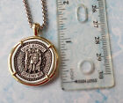 Unique large 2 Tone St  Michael Pendant necklace medal With 24  Chain   Card