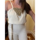 70s Vintage Cream Jumpsuit With Crochet Detailing Sz Xs