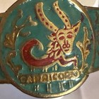 Vtg Brass Enamel Zodiac Horoscope Astrological Cuff Bracelet Capricorn India