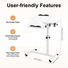 Rolling Laptop Desk Adjustable Height Computer Mobile Stand Portable Table White