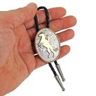 Floral Western Cowboy Bucking Horse Bolo Tie Silver   Gold 36 In Black Cord