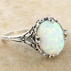 925 Sterling Silver Victorian Style Lab-created Opal Filigree Ring          486x