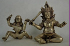 Collectible Decorated Handwork Old Tibet Silver Carved Buddha Make Love Statue