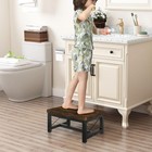 Wood Step Stool For Adults  Heavy Duty Bed Stool With Non-slip Feet