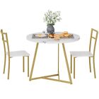 Dining Set Round Wood Top Table And 2 Upholstered Chairs For Small Space Kitchen