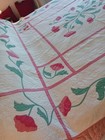 Vintage Hand Appliqued And Hand Quilted Anne Orr Poppy Quilt  78  X 84 