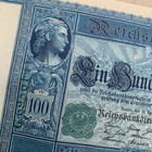 1910 Large Germany 100 Mark Banknote  Wwi Ww1 Era Currency  Bismarck   Mercury