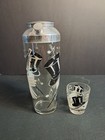 Vintage 1930   s Glass Cocktail Shaker  And Shot Glass Putting On The Ritz Top Hat