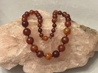Vintage-marbled Cherry Amber Bakelite-hand Knot-graduated Bead-16 5  Necklace