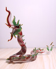 Maroon Green Naga Dragon Figurine Hand Blown Art Glass Gild 5 75 Inch - Gift