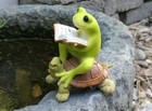 Frog Sitting On Turtle Statue Garden Sculpture Tabletop Figurine Home Decor Gift