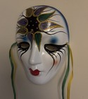 Vintage New Orleans Mardi Gras Mask Wall Hanging Ceramic Handpainted Decorative