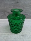 Vintage Green Colored Diamond-cut Glass Bottle  Apothecary Jar Or Diffuser Vase 