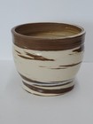 Vntg  Studio Pottery Pot planter Handmade Ceramic Rustic Swirling Brown white