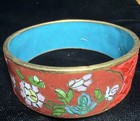 Antique Chinese Hand Carved Cinnabar Cloisonne Bangle Bracelet 7     