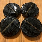 Bakelite Vintage Etched Round Black Sewing Buttons Set Of 4 For Jackets   Coats
