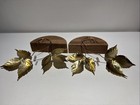 Vintage Mcm Metal Brass Tone Leaves Wall Hanging Art Decor Set Of 2