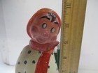 Vintage Painted Glass Skier Figurine Italian Wine Bottle - Empty